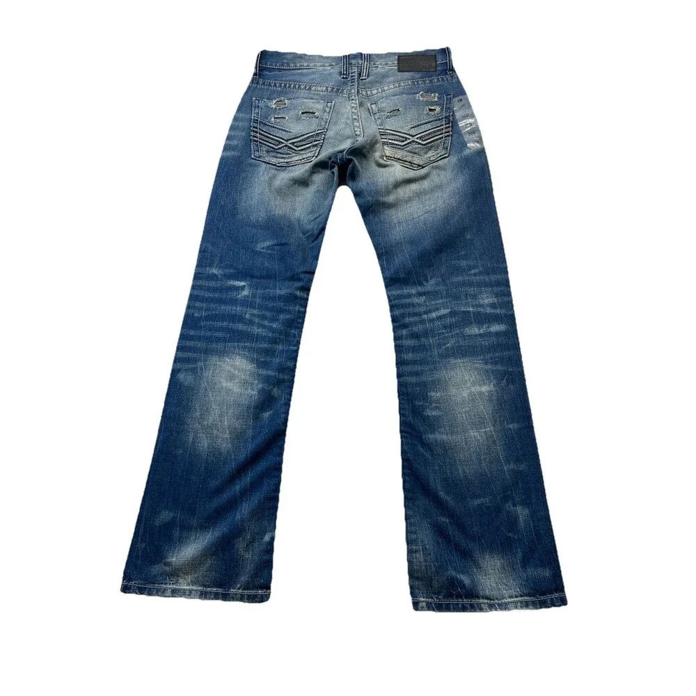Buckle BKE Jeans Mens 30R Carter Bootleg Thick Stitch Distressed Western 31x30.5